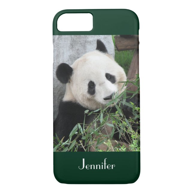 Funda De Case-Mate Para iPhone Cute Giant Panda Green Trim Oscuro, Nombre Persona (Reverso)
