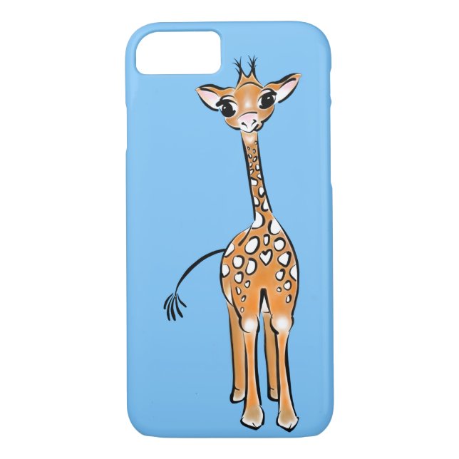 Funda De Case-Mate Para iPhone Cute Giraffe - azul bebé (Reverso)
