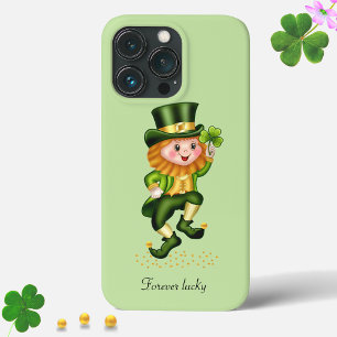 Funda Para iPhone 13 Pro Cute Gnomo Verde Afortunado sobre Verde Lima Claro