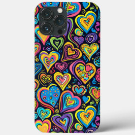 Funda Para iPhone 13 Pro Max Cute Groovy Hippie Love Hearts