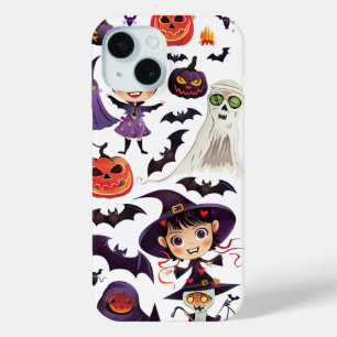 Funda Para iPhone 15 Cute Halloween Spooky Witts Ghosts Bats Pumpkins