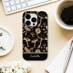 Funda Para iPhone 14 Pro De Case-Mate Cute Hongo Negro y Dorado Personalizado