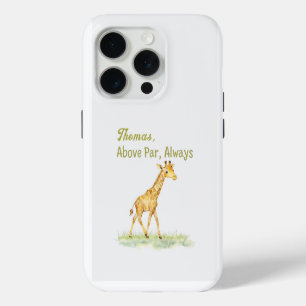 Funda Para iPhone 15 Pro Cute Jirafa Acuarela Del Campo de Golf En