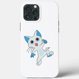 FUNDA PARA iPhone 13 PRO MAX CUTE JUMPING LIGHT CYAN KITTEN CON OJOS AZULES, OJ