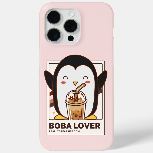 Funda De Case-Mate Para iPhone Cute Kawaii Penguin Boba Lover (Reverso )