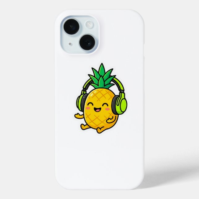 Funda De Case-Mate Para iPhone Cute Kawaii Piña con Auriculares SuSticker (Reverso )