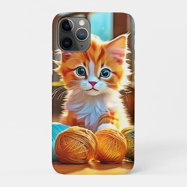 Funda De Case-Mate Para iPhone Cute Kitten Yarn (Reverso)