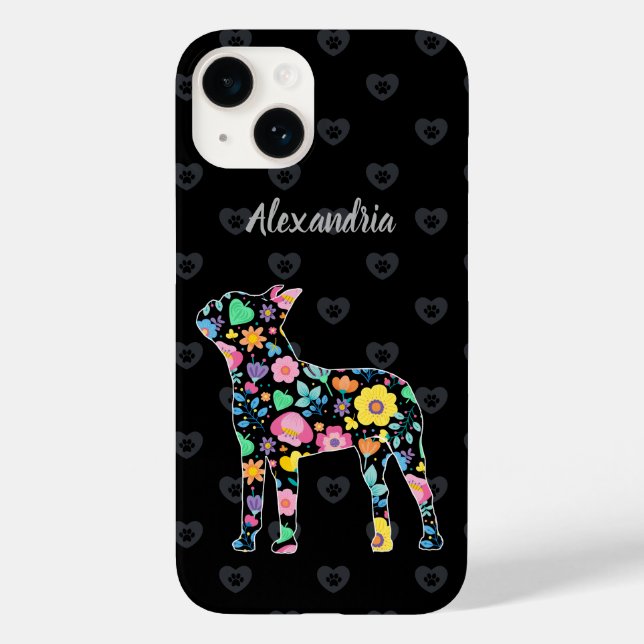 Funda De Case-Mate Para iPhone Cute Love My Boston Terrier Floral Design (Reverso )