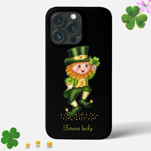 Funda Para iPhone 13 Pro Cute Lucky Green Gnomo en Negro