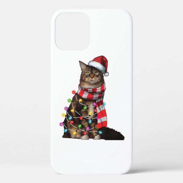 Funda De Case-Mate Para iPhone Cute Maine Coon Cat Funny Xmas Holiday Gift (Reverso )