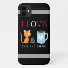 Funda Para iPhone 11 Cute me encantan los gatos y el café negro
