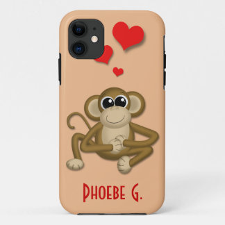 Cute Monkey Love Personalizado iPhone 5 Funda