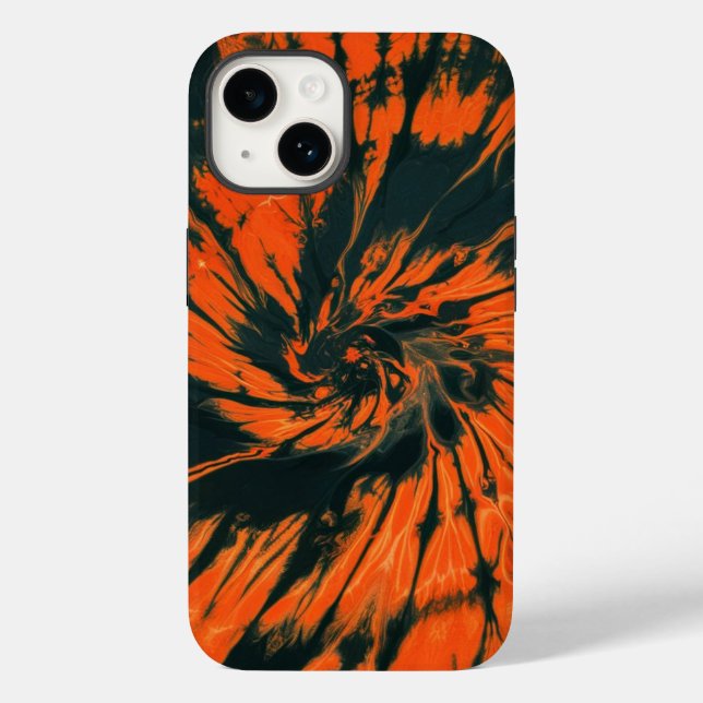 Funda De Case-Mate Para iPhone Cute Naranja Black Spiral Tye (Reverso )