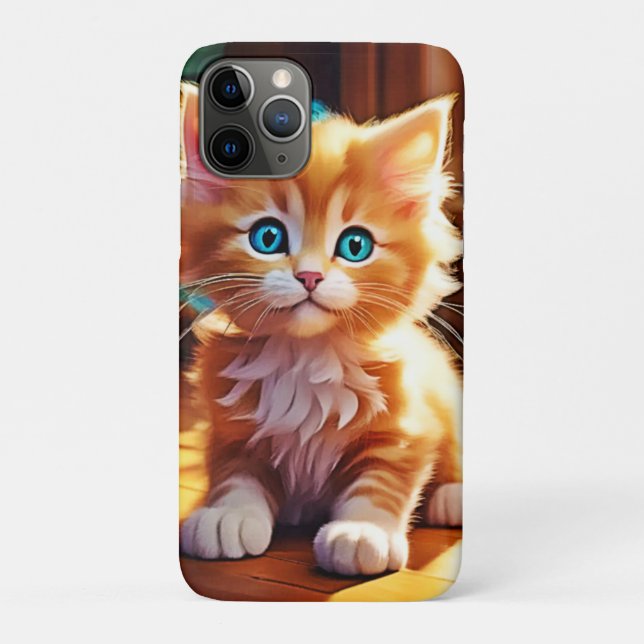 Funda De Case-Mate Para iPhone Cute Naranja Kitten Art (Reverso)