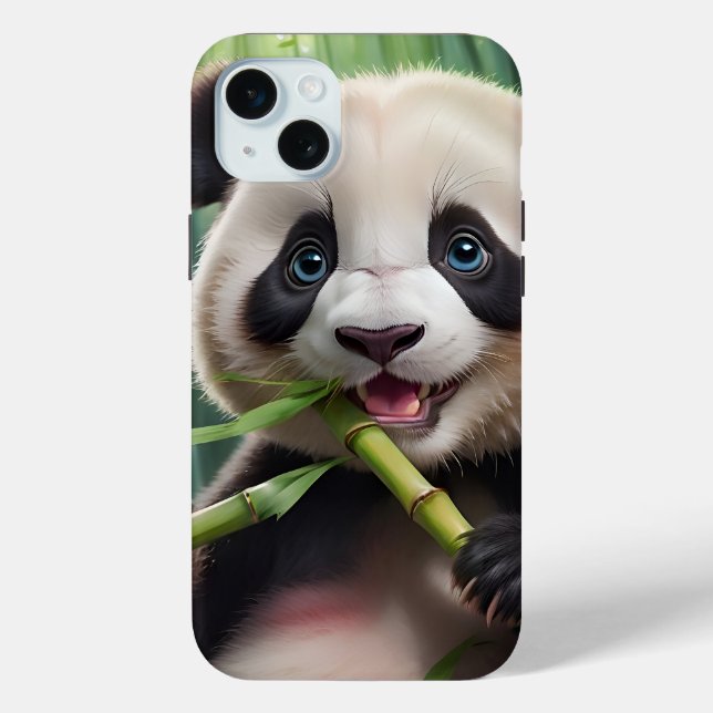 Funda De Case-Mate Para iPhone Cute Panda Comiendo Bambú (Reverso )
