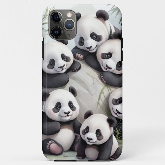 Funda De Case-Mate Para iPhone Cute Pandas Group Photo (Reverso)