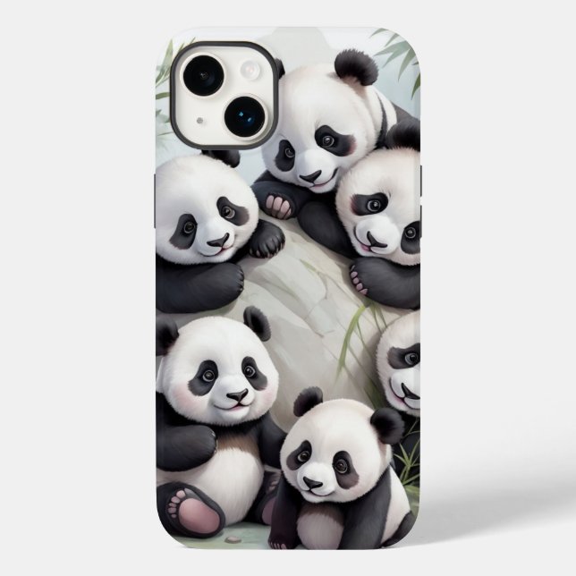 Funda De Case-Mate Para iPhone Cute Pandas Group Photo (Reverso )