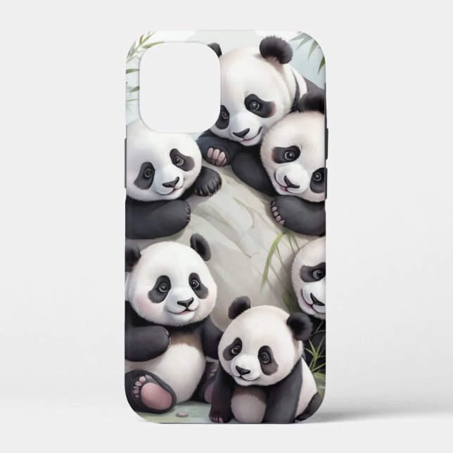 Funda De Case-Mate Para iPhone Cute Pandas Group Photo (Reverso )