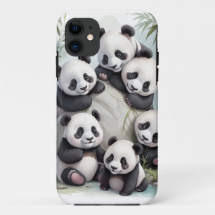 Funda Para iPhone 11 Cute Pandas Group Photo