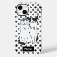 Cute pareja de gatos: puntos blancos y negros pers
