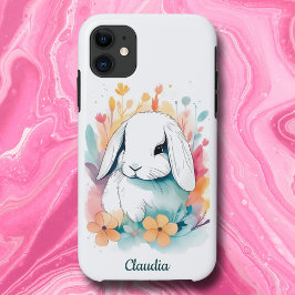 Funda Para iPhone 11 Cute Pastel Acuarela Lop Conejo de Conejo de Areja