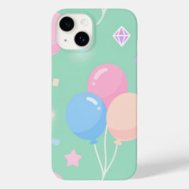 Funda Para iPhone 14 De Case-Mate Cute pastel green with balloons