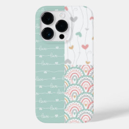 Funda Para iPhone 14 Pro De Case-Mate Cute patchwork Love Hearts Rainbows Pastel
