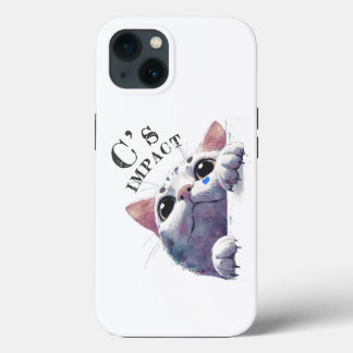 Funda Para iPhone 13 Cute Peeking Cat Acrylic Style - C’s IMPACT Black2