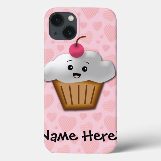 Funda De Case-Mate Para iPhone Cute Pink Kawaii Happy Face Cupcake Girls (Reverso)