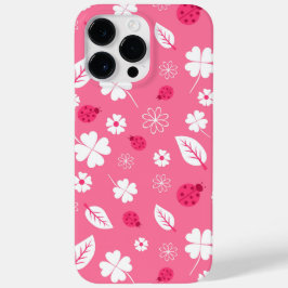 Funda Para iPhone 14 Pro Max De Case-Mate Cute Pink Ladybug and Clover Pattern iPhone Case