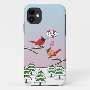 Funda Para iPhone 11 Cute Red Northern Cardinals aman el paisaje invern