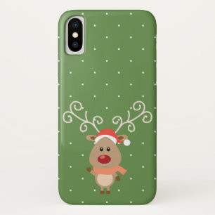 Funda Para iPhone X Cute Rudolph, el personalizado de renos de nariz r