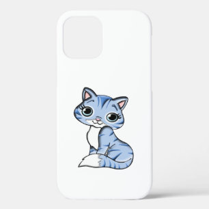 FUNDA PARA iPhone 12 CUTE SONRIENDO LA KITTEN AZUL DE CIELO AZUL CON OJ
