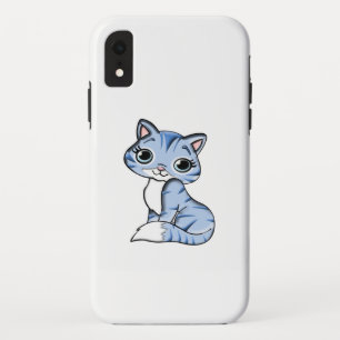 FUNDA PARA iPhone XR CUTE SONRIENDO LA KITTEN AZUL DE CIELO AZUL CON OJ