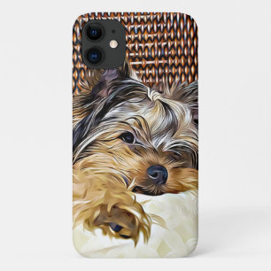 Funda Para iPhone 11 Cute Teacup Yorkie Yorkshire Terrier Digital Art