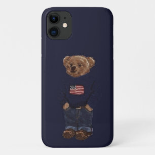 Cute Teddy Bear Azul Marino Funda para iPhone 11