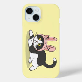 Funda Para iPhone 15 Cute Tuxedo Cat in Bunny Ears Costume Aesthetic