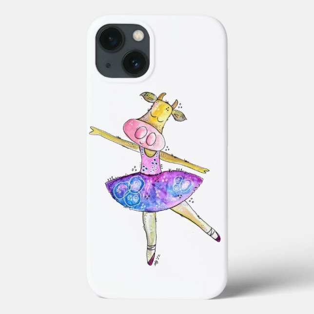 Funda De Case-Mate Para iPhone Cute Whimsical Ballerina Cow (Reverso)