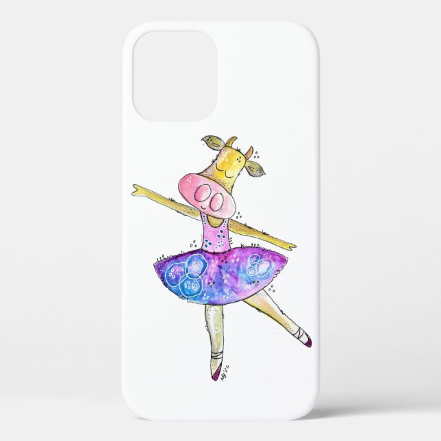 Funda De Case-Mate Para iPhone Cute Whimsical Ballerina Cow (Reverso )