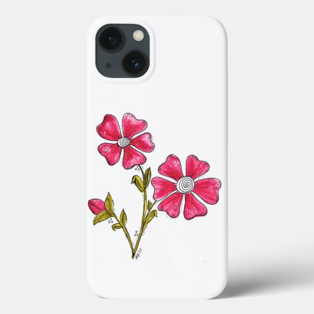Funda De Case-Mate Para iPhone Cute Whimsical Pink Flowers (Reverso)