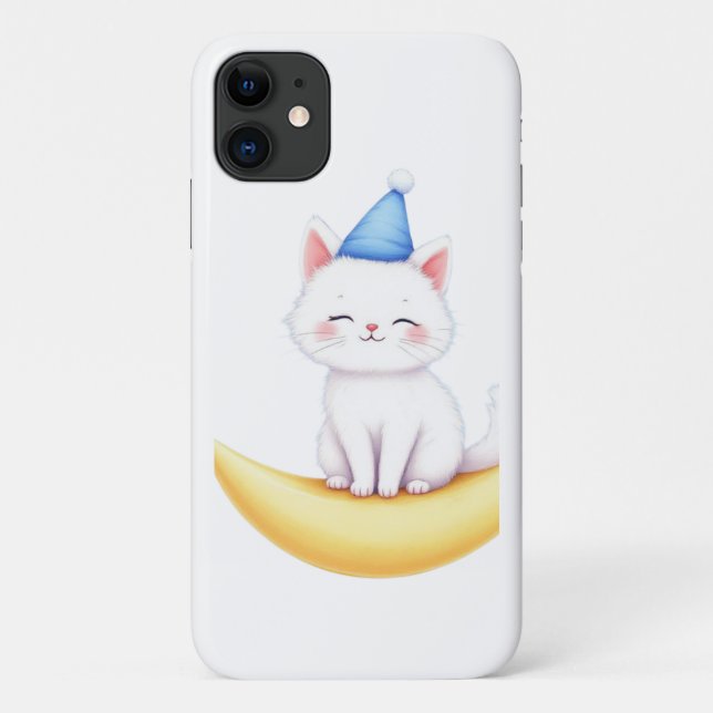 Funda De Case-Mate Para iPhone Cute White Kitten on Moon iPhone / iPad case (Reverso)