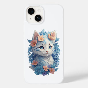 Funda Para iPhone 14 De Case-Mate Cuto de color de agua de gato con salpicaduras flo