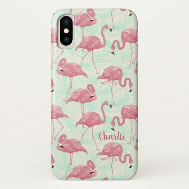 Funda De Case-Mate Para iPhone Cuto Flamingo patrón de nombres personalizados cas (Reverso)