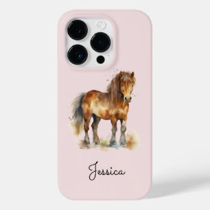 Funda Para iPhone 14 Pro De Case-Mate Cuto Whimsical Brown Pony Script Name Horse