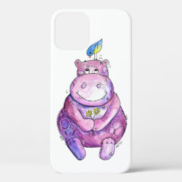 Funda Para iPhone 12 Cuto Whimsical Purple Hippo