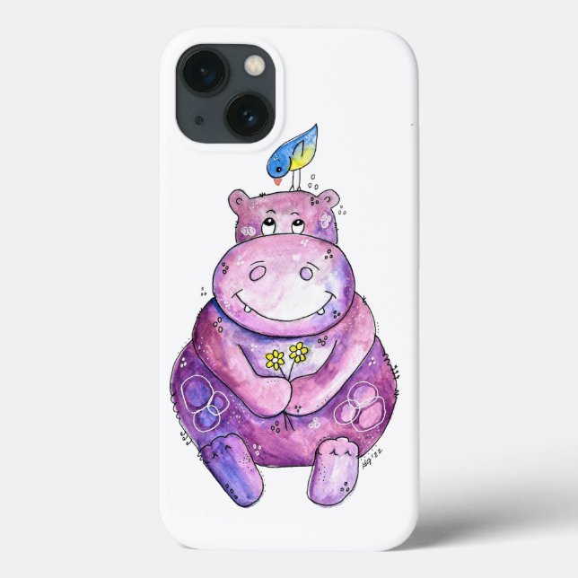 Funda De Case-Mate Para iPhone Cuto Whimsical Purple Hippo (Reverso)