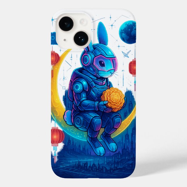 Funda De Case-Mate Para iPhone Cyberpunk Moon Rabbit - Festival de mediados de ot (Reverso )
