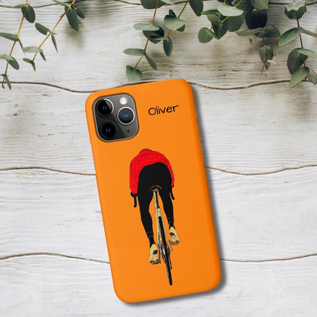 Funda De Case-Mate Para iPhone Cyclist on Orange Background (Subido por el creador)