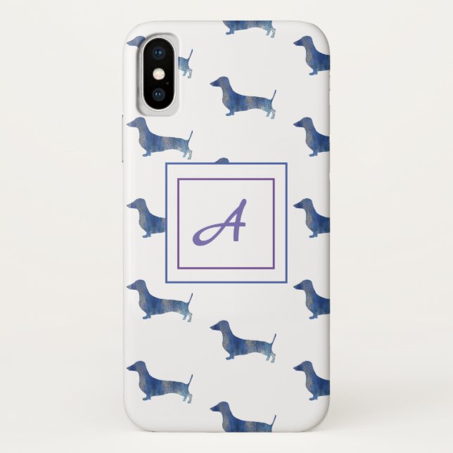 Funda De Case-Mate Para iPhone Dachshund azul (Reverso)