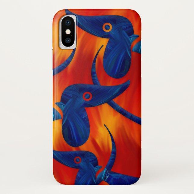 Funda De Case-Mate Para iPhone Dachshund azul colorido (Reverso)